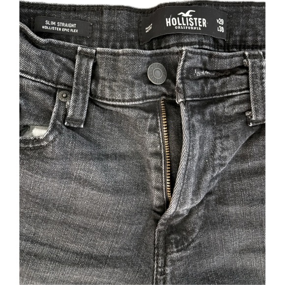 Hollister Slim Straight Epic Flex Distressed Ripped Black Wash Jeans 29/30 - Picture 5 of 10